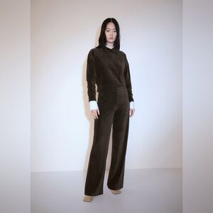 Mango khaki Co-ord set corduroy sweatshirt + pants NWT